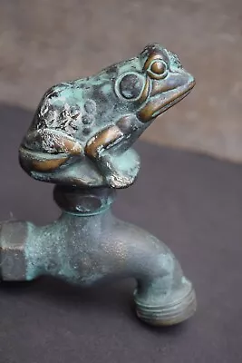 Vintage Garden: Reclaimed Brass  Toad  Garden Tap | Old Outside Water Tap | Frog • $82.09