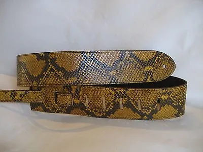$57.22 • Buy Unique Leather Yellow/brown Snake Guitar/bass Strap