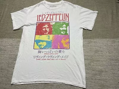 Led Zeppelin Vintage Pink  T-Shirt Mens M Short Sleeve Music Graphic Blue White • $20
