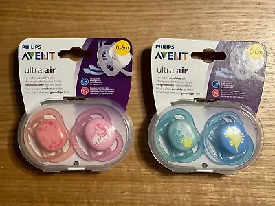 Philips Avent Ultra Air Soother 2 Pack Sensitive Skin 0-6 M Carry Case BNIB • $17.95