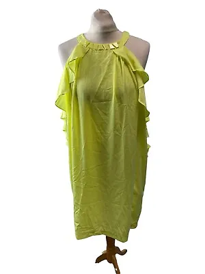 H&M Dress Womens Size 16 Yellow Ruffle Knee Length  Conscious Collection (DU23) • £7.99