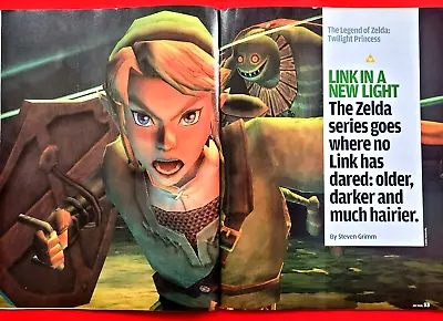 2005 ZELDA Twilight Princess LINK Video Game - 2pg Promo Art Print AD / Poster • £14.47