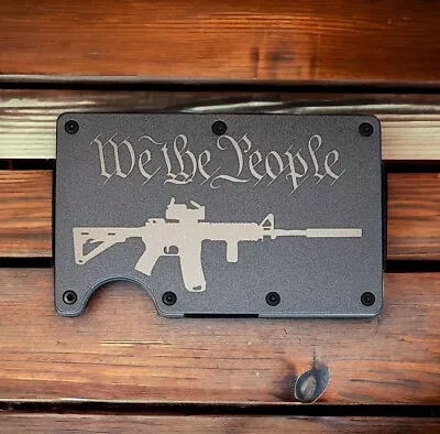 Engraved In USA M4  We The People  Slim Wallet RFID Blocking Rige • $25.99