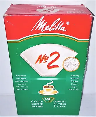 MELITTA Cone Coffee Filters #2 White - 100 Count - New In Box • $5.99
