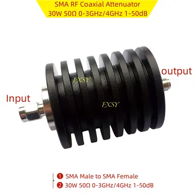 SMA RF Coaxial Attenuator 30W 50Ω 0-3GHz/4GHz 1/2/3/5/6/10/15/20/25/30/40/50dB • $28.29