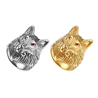 $11.99 • Buy Cool Mens Stainless Steel Viking Fenrir Wolf Head Ring Biker Band Size 7-13
