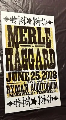 Merle Haggard Ryman 2008 Hatch Ryman Show Print. • $178