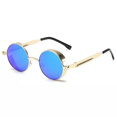 Vintage Round Steampunk Sunglasses Men Women Retro Metal Frame Glasses Eyewear • $7.40