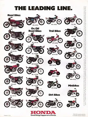 1975 Honda Motorcycle Lineup Sales Ad Vintage • $13.35
