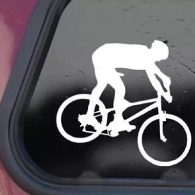 Mountain Bike Biker White Sticker Decal Bicycle Die-cut White Sticker Decal • $3.99