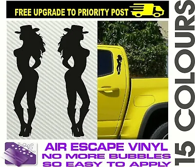 $6.90 • Buy Sexy Cowgirl Stickers Decals Car Ute 4x4 Country Girl Rodeo PAIR 200mm