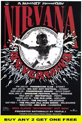 NIRVANA Nevermind Laminated Australian Tour Poster • $15.95