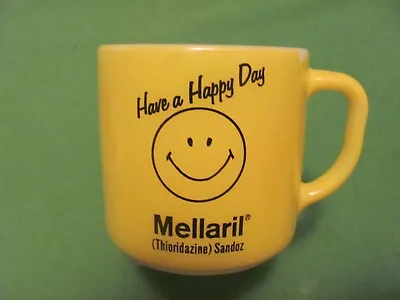 Vintage MELLARIL (Thioridazine) Sandoz  Have A Happy Day  Yellow Mug 1960's. • $24.95