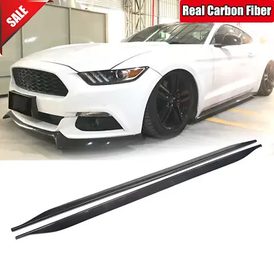 For Ford Mustang 2015-2022 Real Carbon Fiber Side Skirts Extension Lip Spoiler • $408.49