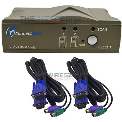 2 Port VGA Auto KVM Switch Adapter Box For Keyboard PC Video Monitor Mouse • $29.95