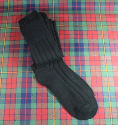 New Scottish Gents Kilt Hose Socks - Scottish Wool Blend - Black - 3 Sizes • £10