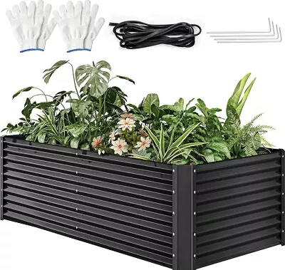 4x2x2ft Galvanized Raised Garden Bed Kit Garden Planter Box Flower Vegetable • £76