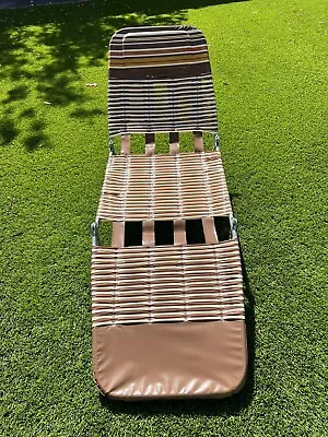 Vintage Vinyl Jelly Tube Folding Lawn Lounge Chair Patio Chaise RARE BROWN/RETRO • $69.99