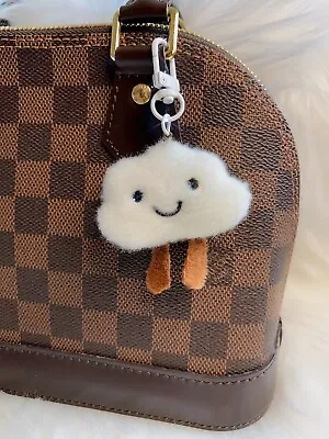 Mini Cloud Pompom Bag Charm Keychain Car Key Fob Plush Gift Cute New Handmade • $12.99