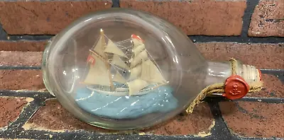 Vintage Haig Whisky Ship In A Bottle Pinched Glass Boat • $39.99