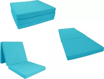 Turquoise Portable Tri Fold Foam Beds 3x27x75 Floor Futon Mats Density 1.8 • $82