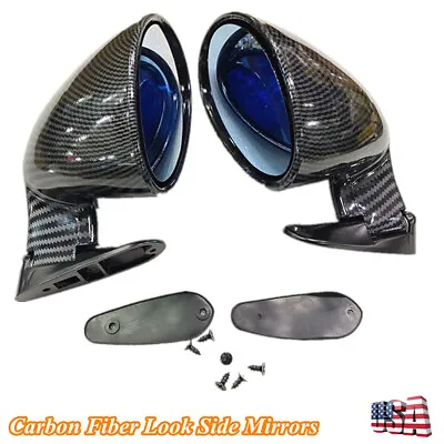 2 X Carbon Fiber Look Car Side Mirrors Rearview Mirrors Kit Vintage Sport Style • $65.85