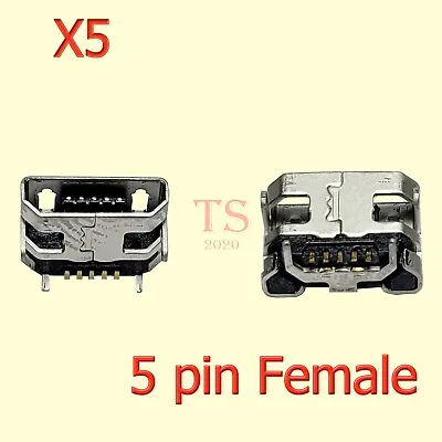 5 X New Micro USB 5 Pin With Horn Charging Sync Port Mount Jack Connector USA • $7.69