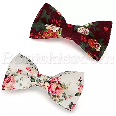 Men's Casual Flowers Floral Printing Bowtie Pre-tied Bow Tie Bowknot Adjustable • $7.99