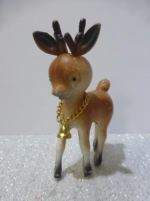 Rare Kitsch Vintage Soft Plastic Christmas Big Head Reindeer Figurine 4  Size! • $19.99