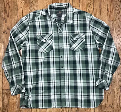 511 Tactical Shirt Green Plaid Flannel Pearl Snap Button Long Sleeve Shirt 2XL • $31.45