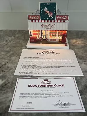 DANBURY MINT Collectible COCA  COLA Lighted SODA FOUNTAIN CLOCK 1999 COA/instr • $175