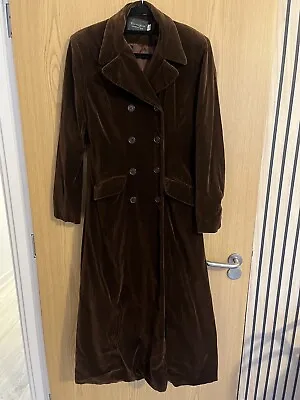 Charlotte Halton Brown Long Length Velvet Coat Size 10 • £85
