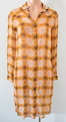 BDG Urban Outfitters Top Womens Size XS Orange Check Long Sleeve Shirt New • $26