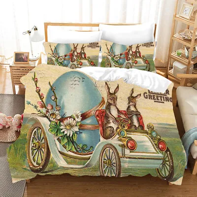 Easter Bunny Duvet Quilt Cover Double King Bedding Set Pillowcase • £27.07