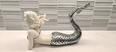 White And Silver Resting Mermaid Figure For Decor • $22