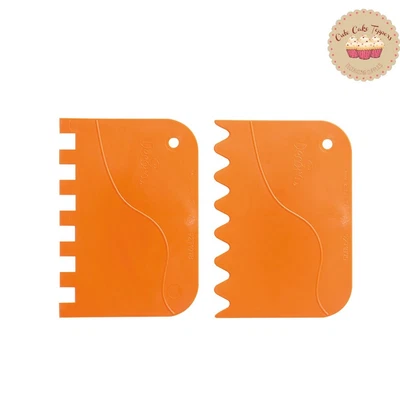 £4.99 • Buy Kit Of 2 Wavy And Comb Spatulas Cake Scraper Smoother Baking Decorating Tool