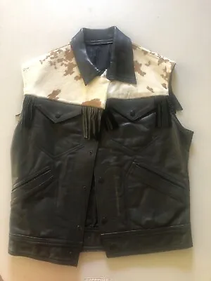 David Samuel Menkes Couture Custom 5th Ave NYC Leather Overlay Vest Western Pony • $80