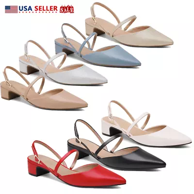 Women Ladies Low Heel Ankle Strap Pumps Pointed Wedding Party Dress Pump Shoes • $18.99