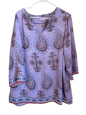 Violet + Claire Purple Paisley Georgette Popover Blouse Size 2X • $18.99