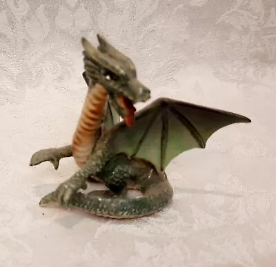 Detailed Ceramic Dragon Figurine Fantasy Trinket Glazed Green Sculpture EUC • $14.95