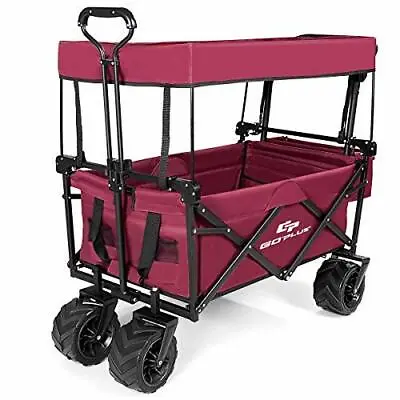 £109.99 • Buy Collapsible Folding Wagon Cart Outdoor Utility Garden Beach Trolley With Canopy
