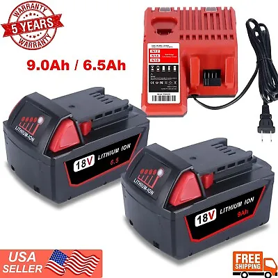 Battery For Milwaukee M18 Fuel 48-11-1860 XC 6.5Ah/9.0Ah M18 M12 Rapid Charger • $59.99