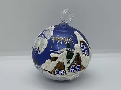 $19.99 • Buy Praha Prague Czech Republic Snow Topped Village Houses Glass Souvenir Ornament 