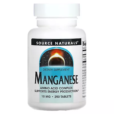 Source Naturals Manganese 10 Mg 250 Tablets Dairy-Free Egg-Free • $14.65