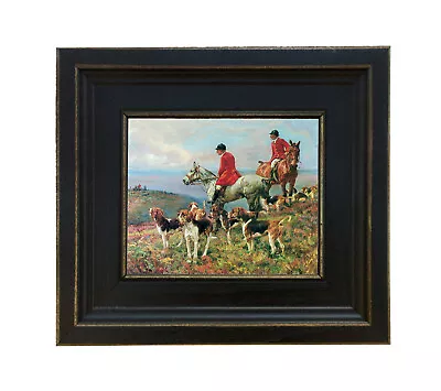 £46.49 • Buy Fox Hunting Scene Oil Painting Print On Canvas Frame Horse Animal Wall Art Decor