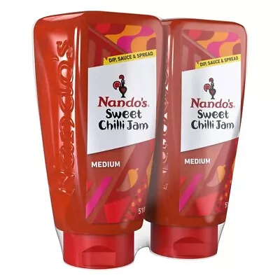 Nando's Sweet Chilli Jam Squeezy Medium Spicy Sauce Dip Spread 2 X 510g Pack • £11.45