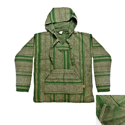 Baja Hoodie | Drug Rug | Mexican Poncho With Soft Inner Lining - Olive Green • $19.99