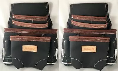 2 Bags -10 Pocket OIL TAN LEATHER Carpenter Nail And Tool Pouch Bags Waist Belt • $65