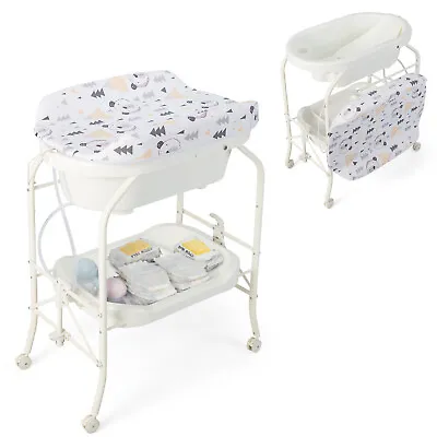 2-in-1 Baby Change Table W/Bathtub Folding Diaper Changing Station Baby Nursery • £84.95