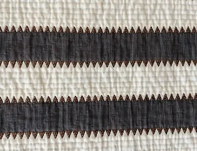 HOLLY HUNT Matelasse Horizontal Stripe New Remnant Cream Brown Black • $120